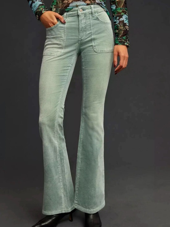 Pilcro Pants - 🌿 Anthropologie Pilcro The Icon Corduroy Flare Low Rise‎ Pants Green Size 26